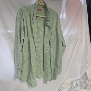 Izod Light Green Striped Men's Dress Shirt 3XL